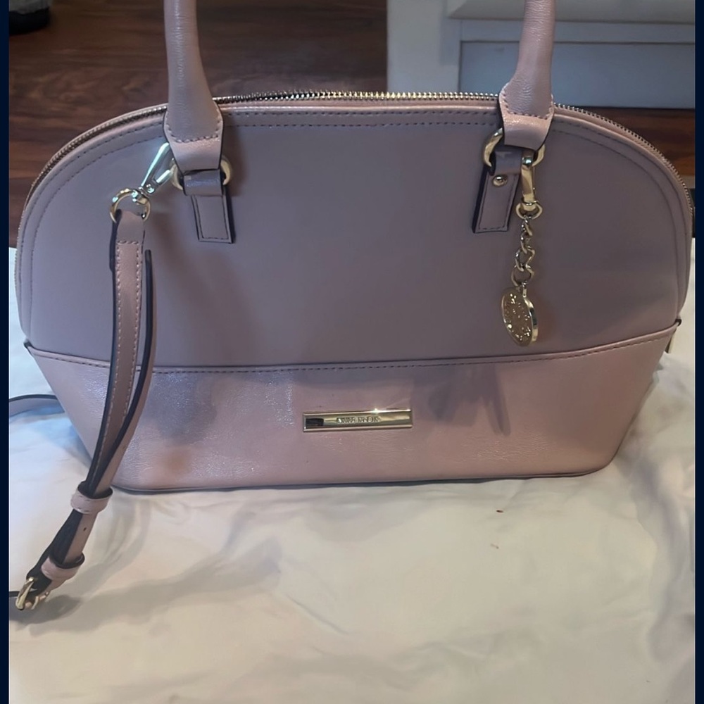 Anne Klein Pink Satchel with Elegant Metal Accents